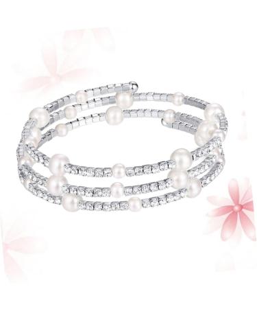 CALLARON 2pcs Stretch Bracelets for Women Rhinestone Bracelets Bangle Bracelets for Women Bracelet for Women Womens Bangles Bracelets Women Bracelets Pearl Bracelet Miss Jewelry Multi-layer mediumx3pcs Silverx3pcs - Buy Online on GoSupps.com