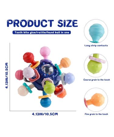 Bite Ring for Babies - Sensorimotor Gripping Ball & Teething Toy | Safe Chewable Rattle for 3-12 Months - Blue - Buy Online on GoSupps.com