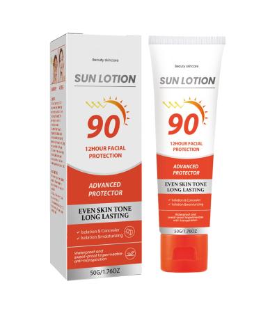 Sun Lotion Cream with SPF 90 Refreshing Moist Non-Greasy Sunscreen Waterproof Long Lasting Face Sun Cream Sun Protect Cream for all Skin Types Moisturising Cream For Daily Use - 50g