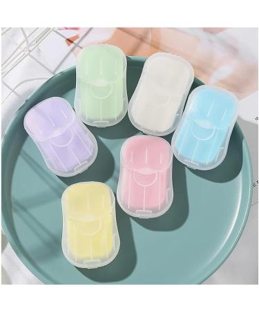 6 Box Blue Portable Soap Sheets Mini Portable Travel Soap Paper Sheets Disposable Water Soluble Hand Washing Bath Scented Paper Soap Camping Soap and Shampoo for Outdoor Camping Hiking