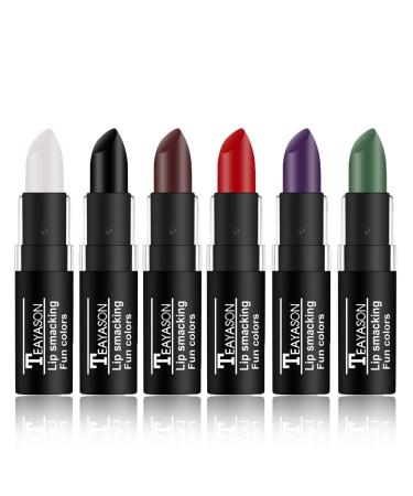 MEICOLY 6 Colors Face Paint Sticks Red Black White Clown Makeup Kit Halloween Body Paint Stick Eye Black Stick Based Clown White Green Witch Hunting Stick Nose&Lip Smacking for Festival Special Effects