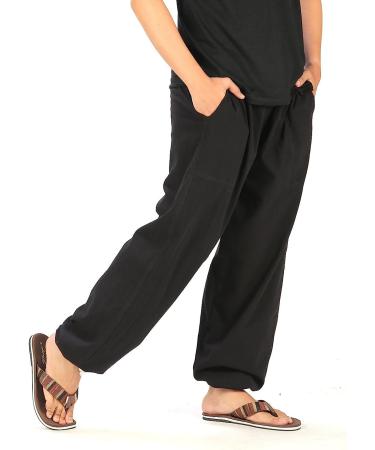 CandyHusky Men's Elastic Waist Casual Lounge Pajama Jogger Yoga Pants - Cotton, 4X-Large, Black - Buy Online on GoSupps.com