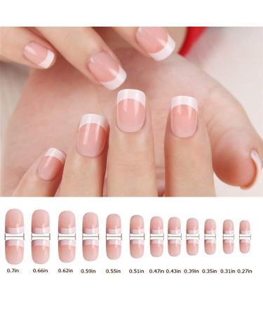 240 Pcs Pink French Short Fake Nails - Full Cover Acrylic Nails in 12 Sizes - Buy Online on GoSupps.com