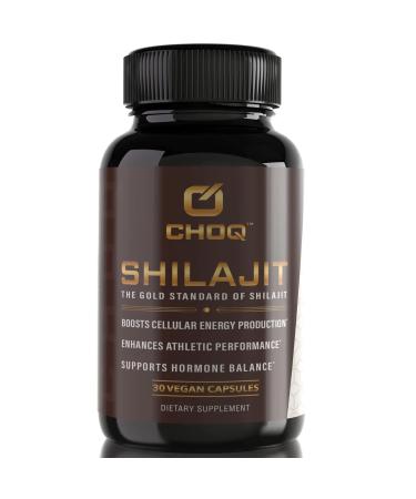 CHOQ Shilajit - Over 50% Fulvic Acid 500 mg Vegan Capsules Energy Brain Focus Collagen Hormones Mitochondrial Function Urolithin A Lab-Tested