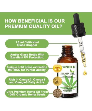 (2 Pack) 5000mg Organic Cold-Pressed Hemp Oil - Rich in Omega 3-6-9 - Natural Hemp Drops - Made in USA - Buy Online on GoSupps.com