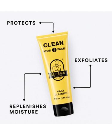 Bee Bald CLEAN Daily Cleanser - Gentle Scrub for Face & Head | 4 Fl. Oz - Buy Online on GoSupps.com