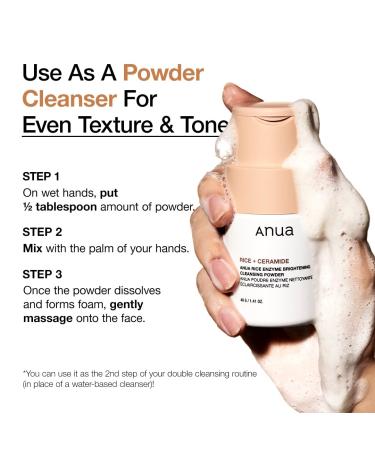 ANUA RICE ENZYME BRIGHTENING CLEANSING POWDER Rice Mask Ceramide Gentle Face Wash for Brightening Radiant Skin Facial Cleanser for Dry Skin Korean Skincare Fragrance Free 40g/1.41fl.oz. - Buy Online on GoSupps.com
