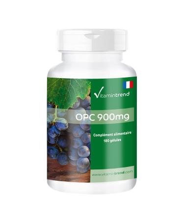 OPC 900 mg - Boite de 180 g lules - Extrait de P pins de Raisin de haute qualit contenant 95% d OPC G lules anti- ge | Vitamintrend