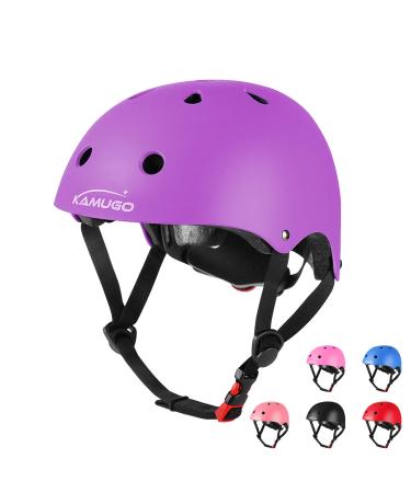 KAMUGO Kids Adjustable Bike Helmet, Suitable for Toddler Age 2-14 Boys Girls, Multi-Sports Cycling Skating Scooter Helmet, 2 Sizes Purple Small