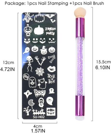 healthGUO Nail Art Stamping Plate Stamper Sponge Pen Halloween Pumpkin Bats Image Nail Polish Template Stamp Stencil Tools Kit 5 - Buy Online on GoSupps.com