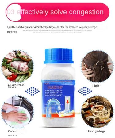Strong dissolving power pipe unclogging agent unclogging agent suitable for kitchen grease toilet sink and other drain clogging (1) - Buy Online on GoSupps.com