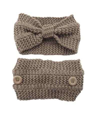 CAZSTYK Bow Knitted ide Headband Elastic Knotted Turban ith Button Crochet Hair Bands Ear armer Soft for Head rap for omen Khaki