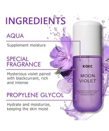 Koec Vanilla Coconut Perfume 50ml Body & Hair Fragrance Mist Women Men Eau De Toilette Spray Perfume Body Mist Spray Travel Size (Vanilla Coconut) (Moon Violet) - Buy Online on GoSupps.com