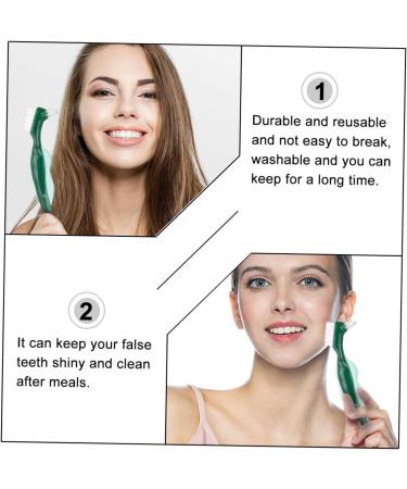 Beavorty Double-Headed Toothbrush for Dentures - 3 Pack Prosthesis Cleaner Double-Sided Brush for Artificial Teeth - Buy Online on GoSupps.com