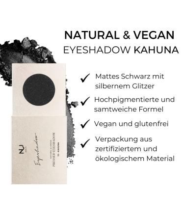 Natural Vegan Pressed Eyeshadow 15 Kahuna - Nui Cosmetics Gluten-Free Makeup with Black & Silver Glitter Finish - Buy Online on GoSupps.com