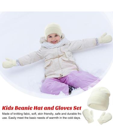 XYIYI Newborn Baby Winter Beanie Hat Mitten Set | Warm Knitted Hat Glove Set for Boys Girls 3-18 Months - White - Buy Online on GoSupps.com