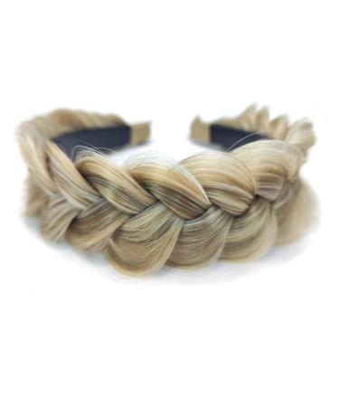 STHEJFB Wide Braided Headband Hoop Fashion Hair Accessories Elastic Non-slip Band for Women and Girl (Goledn Brown)