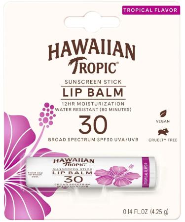 Hawaiian Tropic Lip Balm Sunscreen Stick SPF 30 0.14oz - Pack of 10