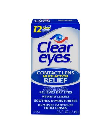 Clear Eyes Contact Lens Relief Soothing Eye Drops 0.50 oz (Pack of 6)