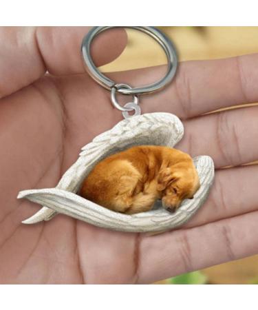 Cute Sleeping Dog Angel Car Pendant - Keychain for Dog Lovers | Pet Rear View Mirror Decor & Accessories  - Buy Online on GoSupps.com