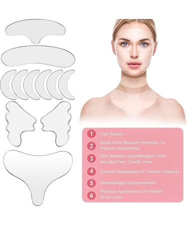 Anti Wrinkle Patches Chest Pads Silicone Neck Wrinkle Patches Forehead Wrinkle Pads for Face 11PCS - Buy Online on GoSupps.com