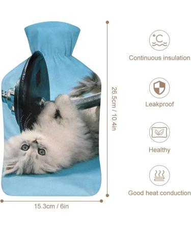 Buy Cat Weightlifting Hot Water Bottle | Plush Bed Hand Warmer for Adults & Kids - 26.5x15.3cm - International Shipping - Buy Online on GoSupps.com