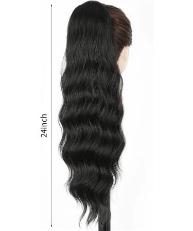 Ponytail Extension Black Wave Ponytail for Black Women Synthetic Long Wavy Ponytail Hair Synthetic Drawstring Ponytail Clip in Hairpiece Ponytail Hair Extension(Black) - Buy Online on GoSupps.com