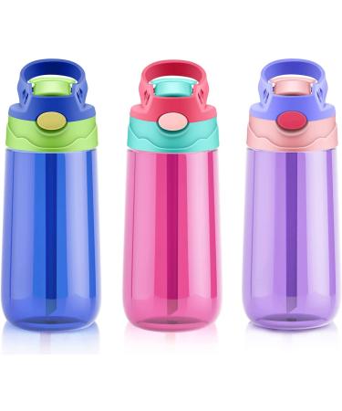 SUPPRUI Kids Water Bottle with Straw for School Leak Proof 480ML Toddler Water Bottles BPA-Free for Boys & Girls(Pink)