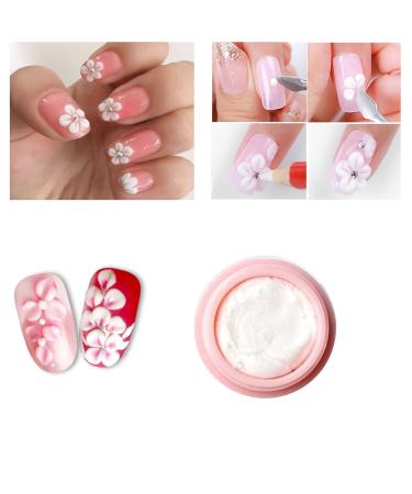 Hacaus 1pcs 3D Modelling Gel Carved Gels Nail Polish for Decoration Patterns Nail Art Kit DIY Flowers Painting Nail Gel White Color 01