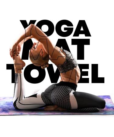 Drishti Brands Hot Yoga Mat Towel | Anti-Slip Grips | Sweat Absorbent | 24x72 Standard Size | Blue & Pink Tie Dye | For Yoga, Bikram, Pilates - Buy Online on GoSupps.com
