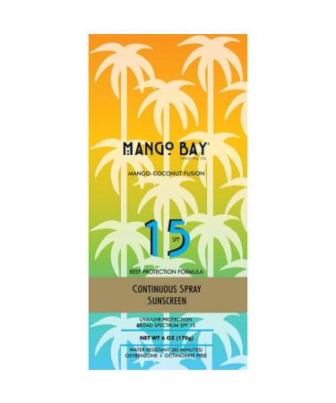 Mango Bay Reef Friendly Sunscreen SPF 15 | Vegan Broad Spectrum UVA/UVB Spray | Water Resistant | Paraben & Paba-Free | 6fl Oz - Buy Online on GoSupps.com