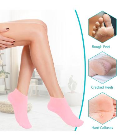 Silicone Moisturizing Socks Women Foot Spa Pedicure Silicone Socks Foot Mask Exfoliating Beach Protective Gel Socks Anti Slip Aloe Socks for Dry Cracked Feet Calluses Foot Care (Pink) - Buy Online on GoSupps.com