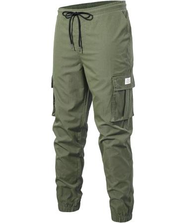 Elegancity Men's Cargo Trousers - Casual Jogger Work Pants with Drawstring, Regular Fit, and Pockets | Sizes 38-46 | 36 (A-Green) - Buy Online on GoSupps.com