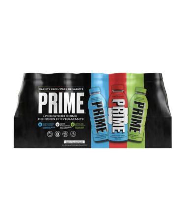 Prime Hydration Variety Pack Ice Pop Blue Raspberry & Lemon Lime (15 Bottles - 3 Flavours - 16.9 Fl Oz Each)
