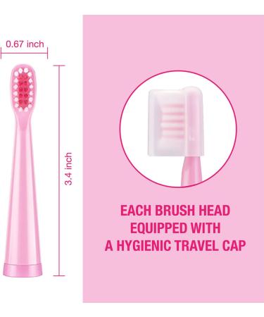 Vekkia Kids Electric Toothbrush Replacement Heads - 4 Pack, 3D Curved Soft Bristles, 7X More Plaque Removal, Pink - Perfect for Small Mouths - Buy Online on GoSupps.com