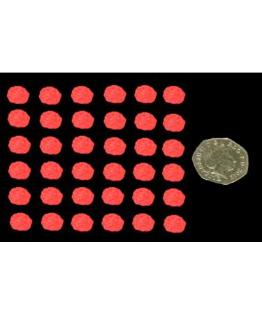 36 x Edible 3D 10mm Icing Red Roses 20 colours toppers decorations cake (Red)