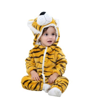 COOKY.D Baby Hooded Rompers Infant Winter Flannel Jumpsuit Pajamas 2-36 Months 3-6 Months Tiger - Buy Online on GoSupps.com