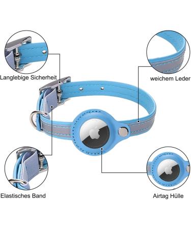 Leather Airtag Cat Neck Band - Adjustable Reflective GPS Collar for All Cat Sizes - Anti-Losing Tracker Case (Blue XS 19-26cm) - Buy Online on GoSupps.com