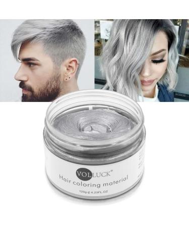 Silver Gray Hair Color Wax Colored 4.23 oz Natural Hairstyle Pomade Washable Temporary for Cosplay, Halloween, Party #11 Silver Gray