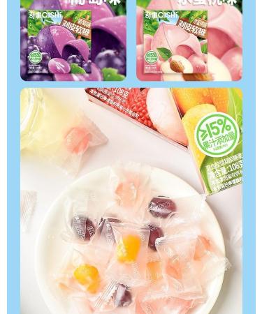 Peeled fruit juice gummies 108g/box lychee mango grape flavored soft candy delicious fudge chewing candy healthy candy wedding candies casual desserts dim sum snacks gift pack (Mixed Flavors 8box) Mixed Flavors 8box - Buy Online on GoSupps.com
