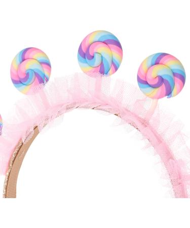Lollipop Headband Pink Candy Headband Lovely Cartoon Headband with Lace Christmas Creative Headbands Holiday Party Favors for Girls - Buy Online on GoSupps.com