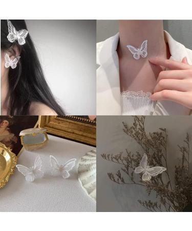 12pcs Double Layer Organza Butterfly Lace Trim for DIY Crafts - White - Buy Online on GoSupps.com