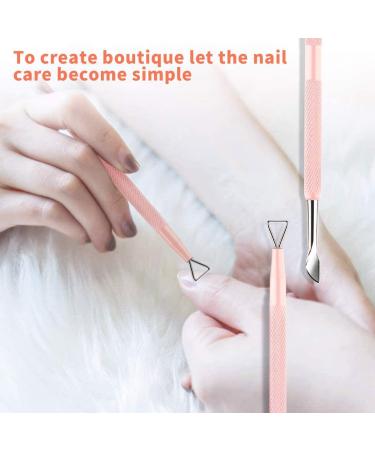 HaimiLiya Dual-End Cuticle Pusher & Gel Nail Remover Tool - 410 Stainless Steel, Pink - Nail Cleaner & Polish Remover Tool - Buy Online on GoSupps.com