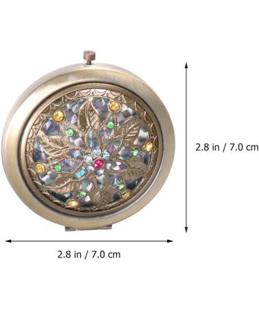 Stobok Compact Retro Flower Mini Pocket Mirror - Double-Sided Folding Makeup Mirror for Handbag & Travel - Buy Online on GoSupps.com
