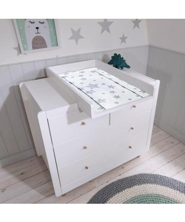 Callowesse Baby Changing Mat 79x47cm. Waterproof Wipe Clean Raised Edges Portable and Foldable Grey Stars Design - Buy Online on GoSupps.com