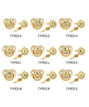 Custom Gold Orthopedic Pacifiers for Newborns - Personalized Initials & Clips | 2-Pack - Buy Online on GoSupps.com