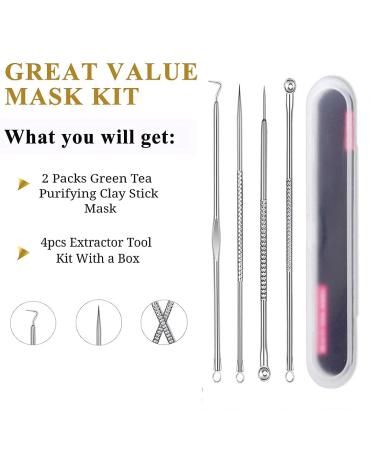 Green Tea Blackhead Remover & Purifying Clay Mask Stick - 2 Pack for Deep Pore Cleansing and Skin Brightening - Men and Women - Buy Online on GoSupps.com
