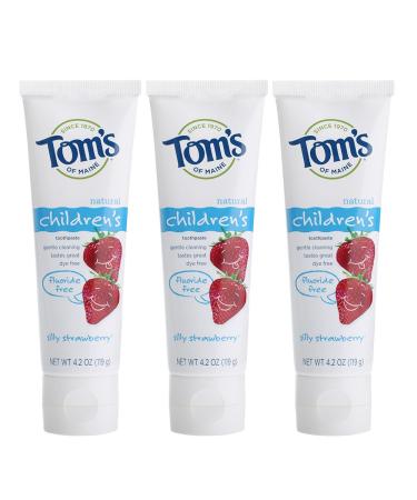 Toms of Maine Natural Childrens Fluoride-Free Toothpaste Silly Strawberry 4.7 oz.  3 Count (Pack of 1) Silly Strawberry Fluoride-Free 3 Count (Pack of 1)