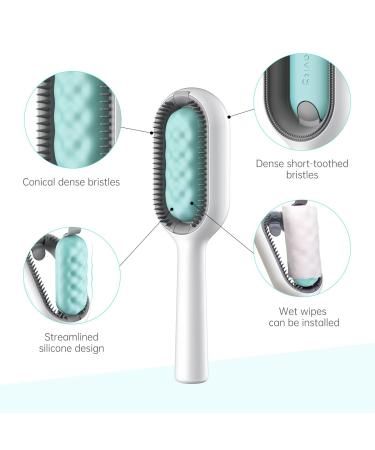 Petgravity Self Cleaning Slicker Brush for Short-Haired Cats - Grooming Tool for Undercoat Mats and Tangled Hair - Blue - Buy Online on GoSupps.com