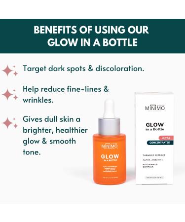 Minimo Glow in a Bottle: Natural Turmeric Dark Spot Remover Serum | Brighten Skin | Fragrance-Free | 1 Fl. Oz Travel Size - Buy Online on GoSupps.com